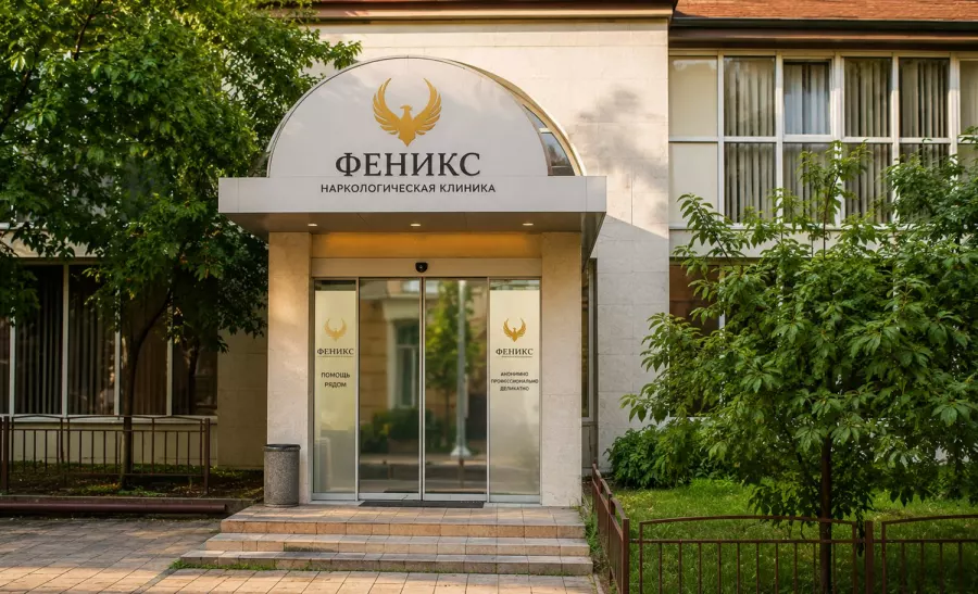 Вход в наркологическую клинику «Феникс» в Лузе